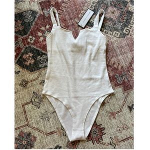 Goodnight Macaroon White Ribbed Bodysuit